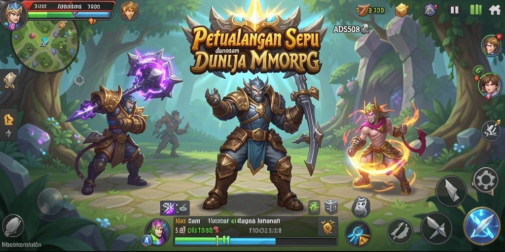 Tampilan utama gameplay ADS508 dalam aksi petualangan MMORPG.