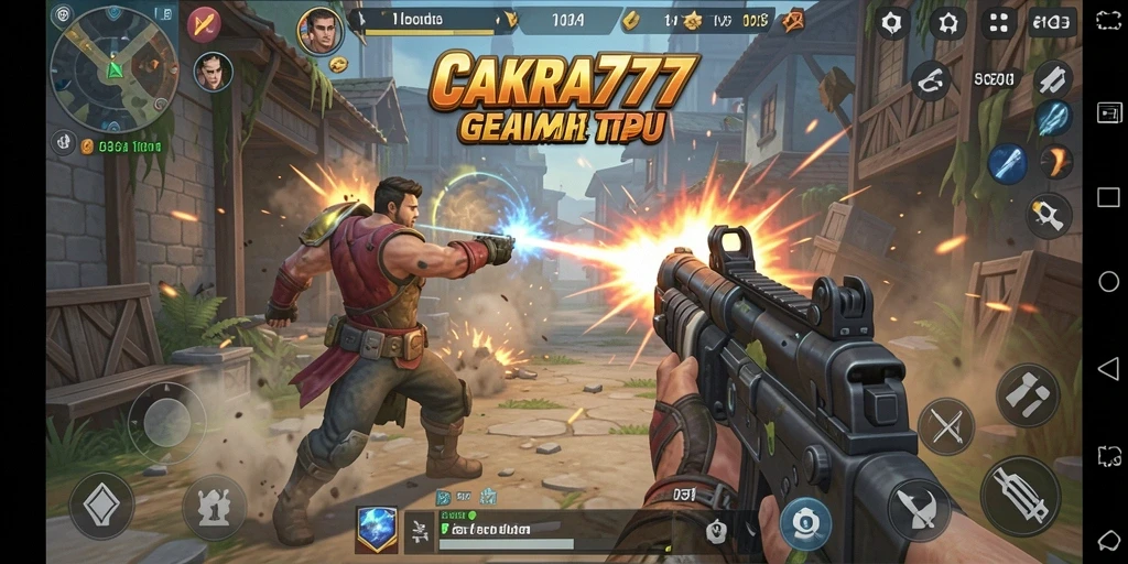 Screenshot utama CAKRA777 menampilkan aksi pertarungan mendebarkan di arena.