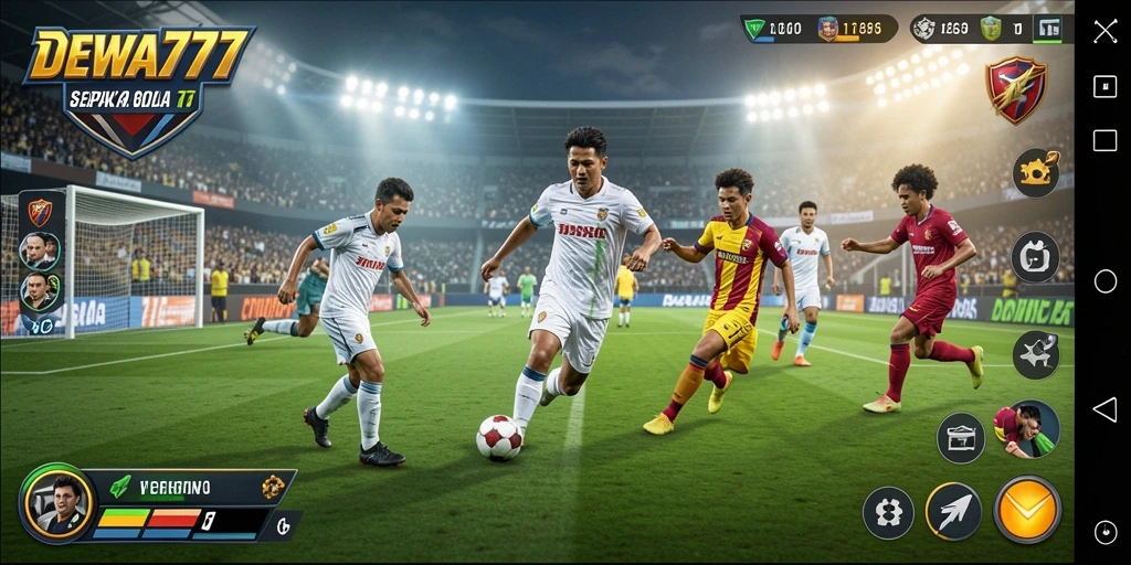 Tampilan menarik dari pertandingan sepak bola di DEWA777.