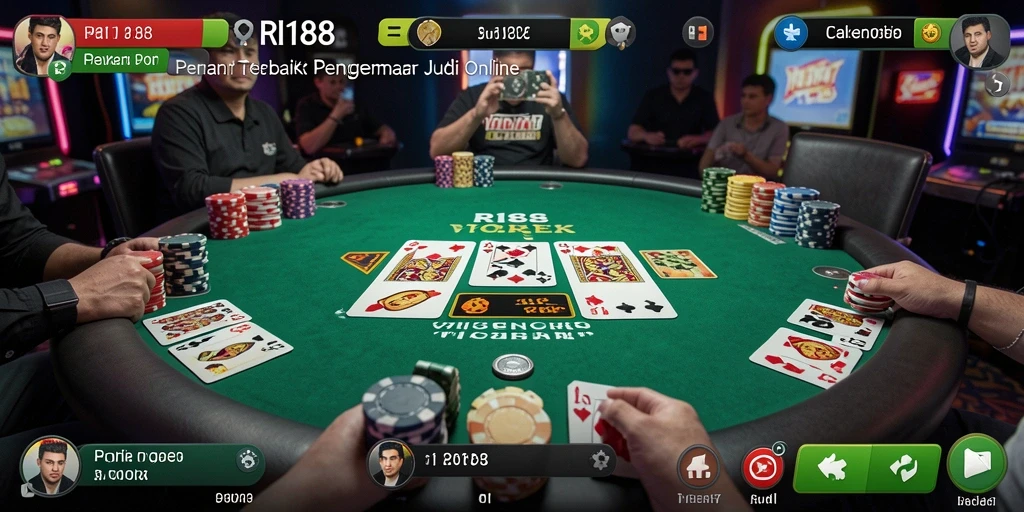 Screenshot gameplay RI188 menunjukkan aksi poker yang mendebarkan.